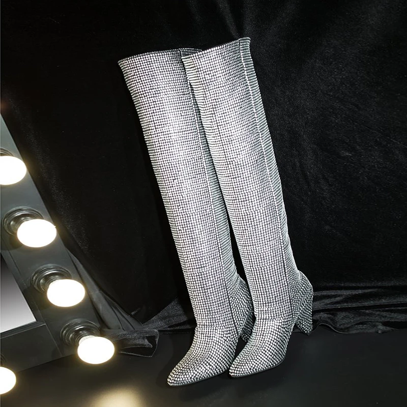 Женские ботинки с острым носком IF IFOND яркие высокие сапоги до бедра женские