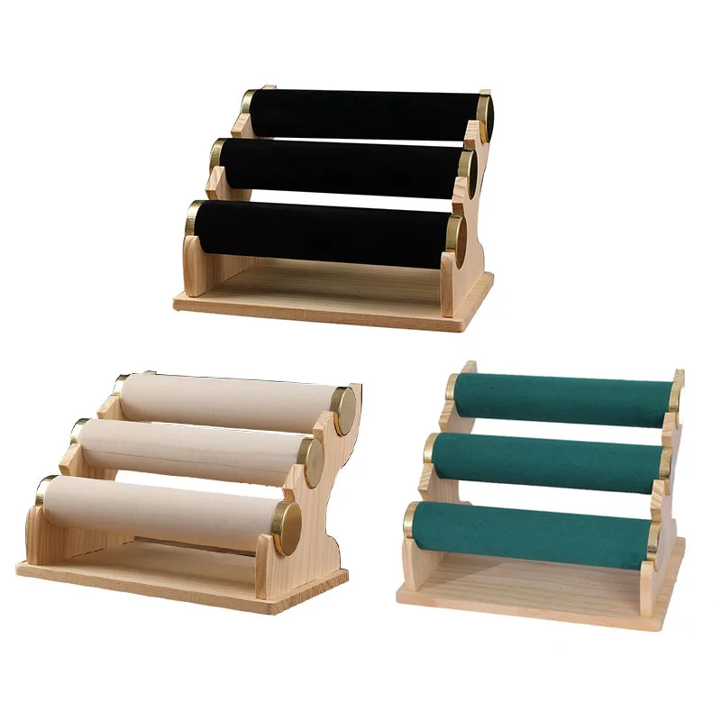 

Wooden Base 3-Layer Watch Storage Rack, Bracelet, Bracelet Display Rack, Jewelry Bracelet Display Rack