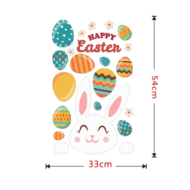 

Wall Sticker Happy Easter Bunny Egg Home Decoration Cartoon Removable Sticker For Wall Window Decor
