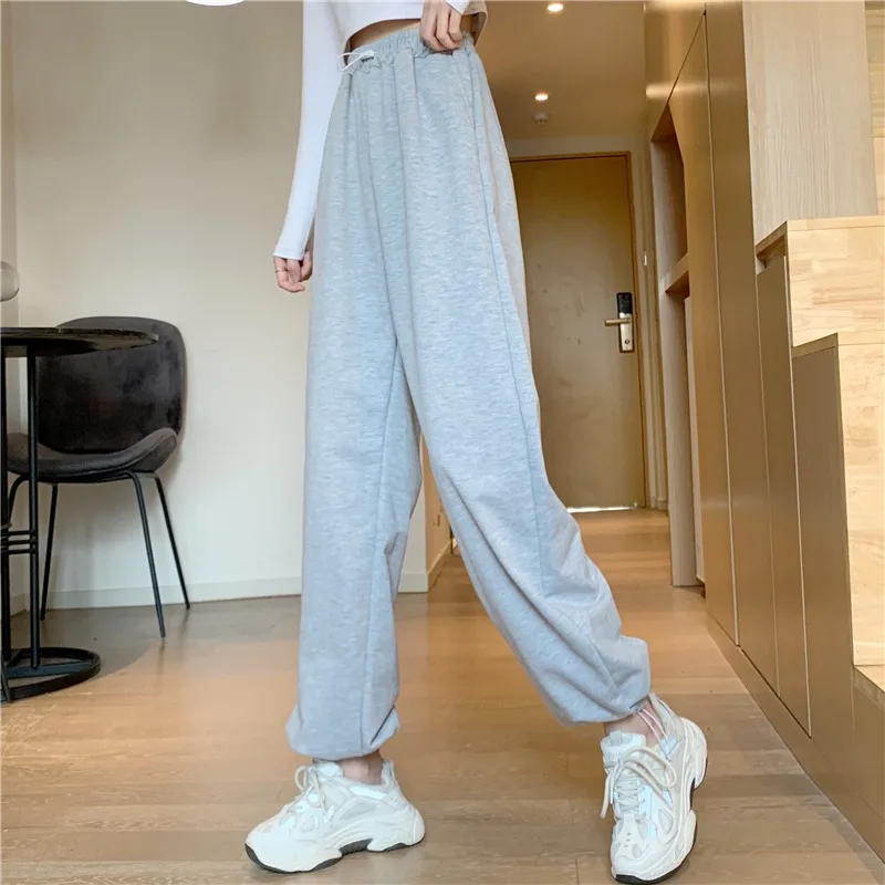 

High Waist All-Matching Casual Pants Women's Design Sense 2021 Spring White Student Ankle Banded Pants Sweatpants Ins