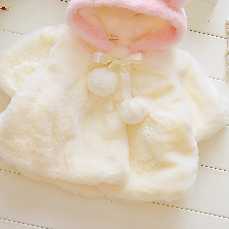 Baby Girl Clothes Cute Rabbit Ears Plush Princess Girls Coat Autumn Winter Warm Hooded Infants Jacket Children Christmas Outwear images - 6