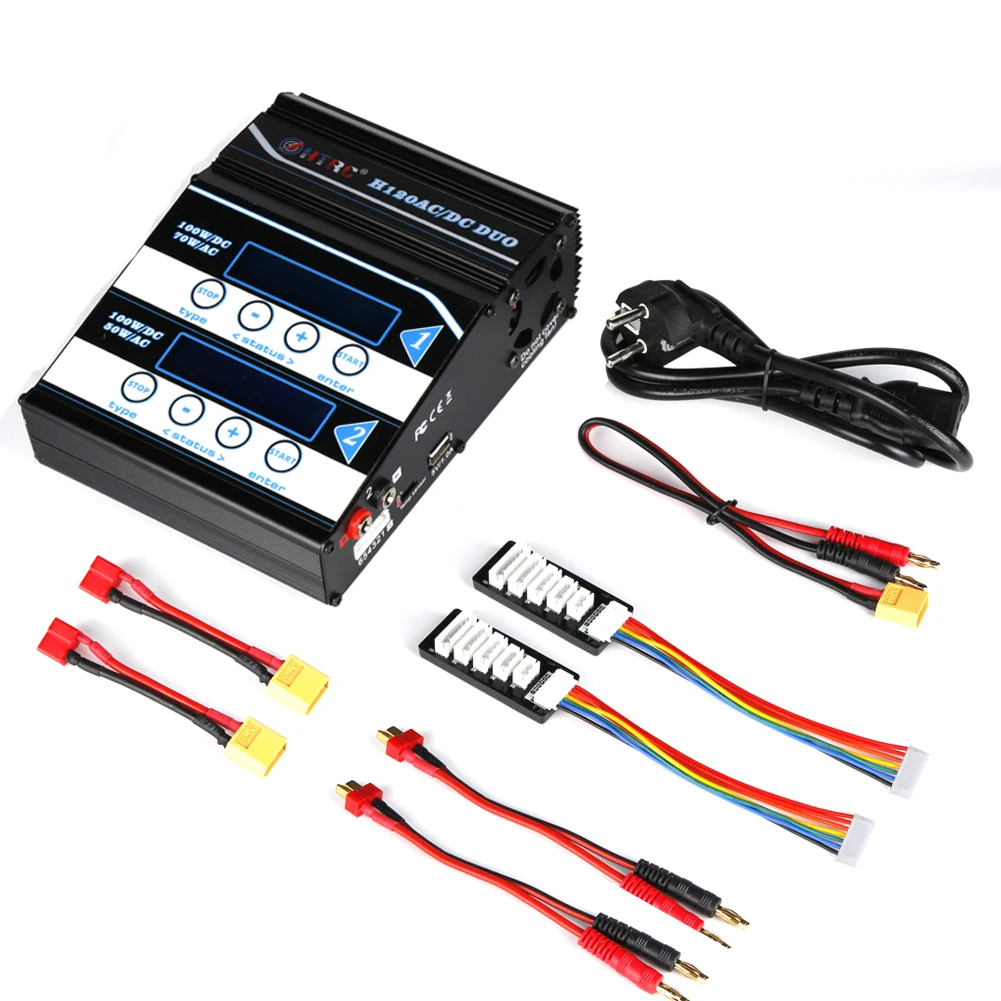 HTRC H120 зарядное устройство двойной выход 50 Вт/70 Вт 100 * 2 10A AC/DC RC Баланс Dis для