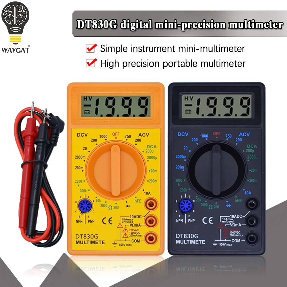 

Цифровой вольтметр WAVGAT DT-830B, Омметр, амперметр, ручной мультиметр, тестер DT830B, AC DC 750/1000 В, усилитель, вольт, Ом, домашний тестер