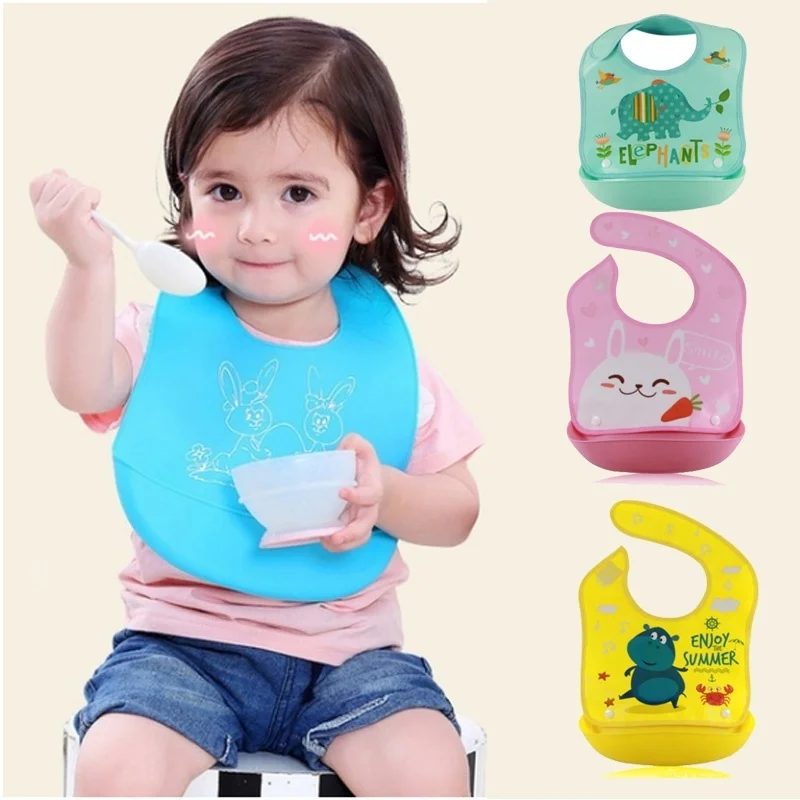Waterproof Silicone Baby Bib Light Weight Comfortable Easy Wipe Clean Feeding Bibs | Мать и ребенок