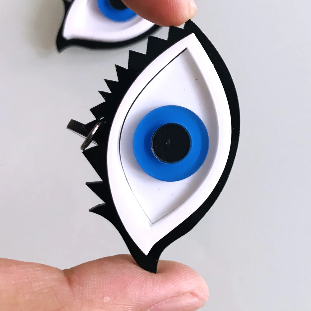 Женские акриловые серьги подвески в стиле панк с большими голубыми глазами для