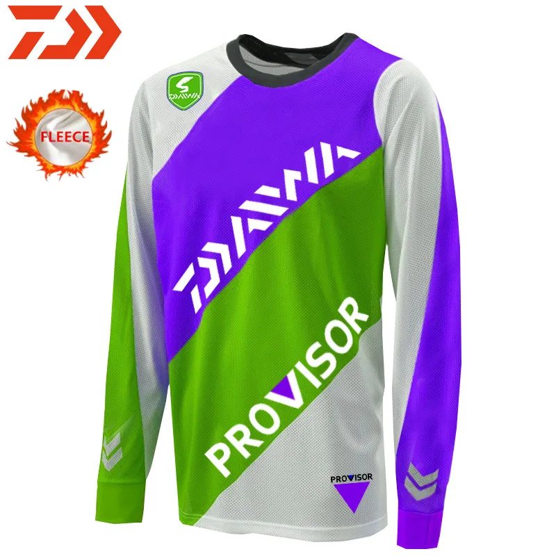 

DAIWA Winter Long Sleeve Fishing Clothing Keep Warm Anti-UV Sun Fishing Jersey Winter Clothes Plus Velvet Sports Shirt