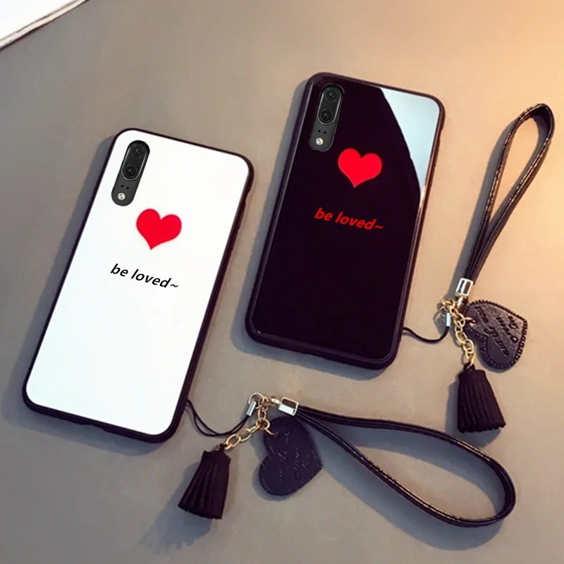 

Case & Strap For OPPO F11 F7 F9 F5 phone Cases Fashion be loved Tempered Glass Hard back Cover For OPPO F11 Pro f5 f7 f9 case