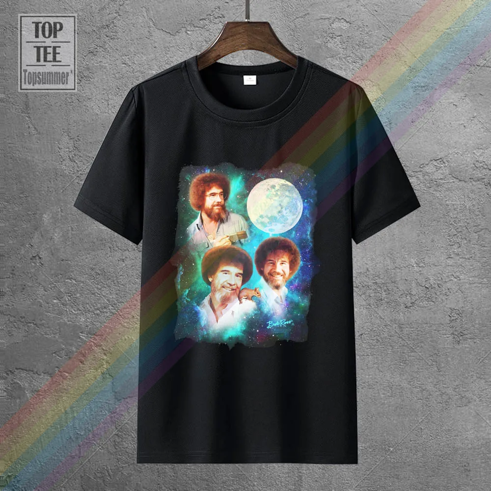 

Bob Ross Officially Licensed 3 Bob Ross Moon Short Sleeve Plus Size Colour Jurney Print Jurney Top
