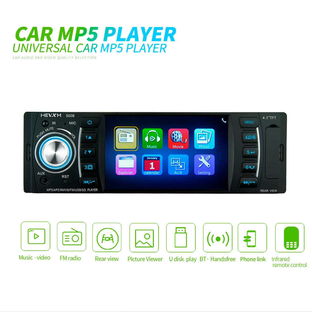 Автомобильный mp5-плеер радио 4 1 &quot цифровой дисплей Bluetooth USB TF AUX FM MP3 MP4 аудио