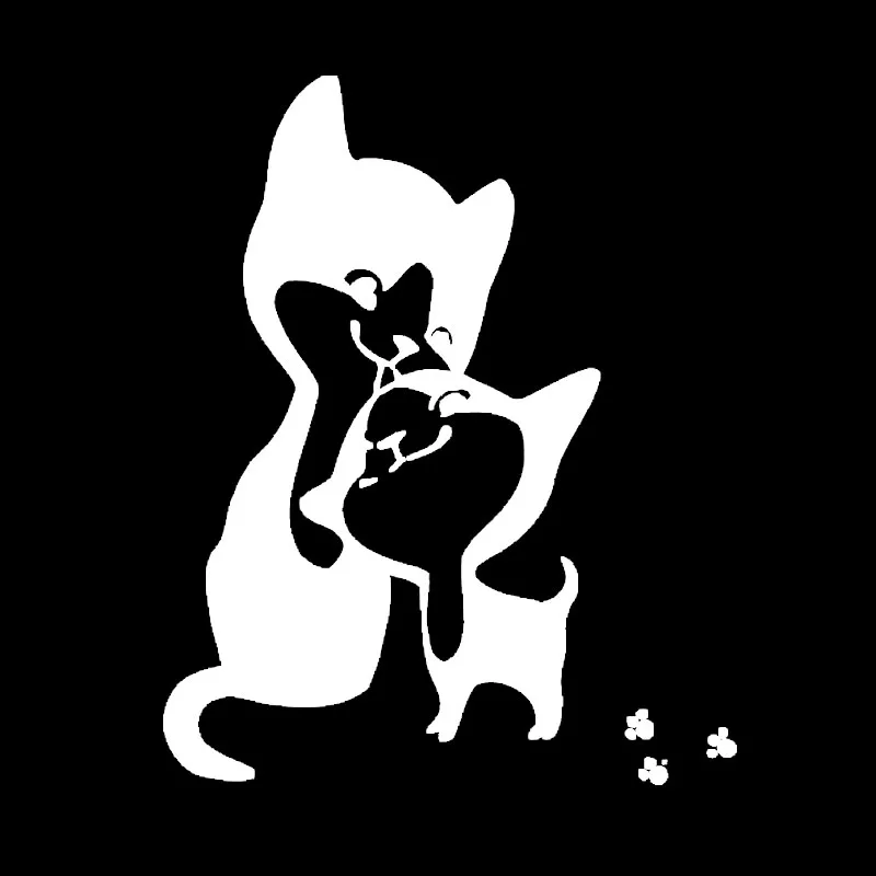 

Car Sticker Mother and Child Cat Cute Warm Car Styling Sticker PVC Bumper Decorated Black/silver 14.1* 17.5cm
