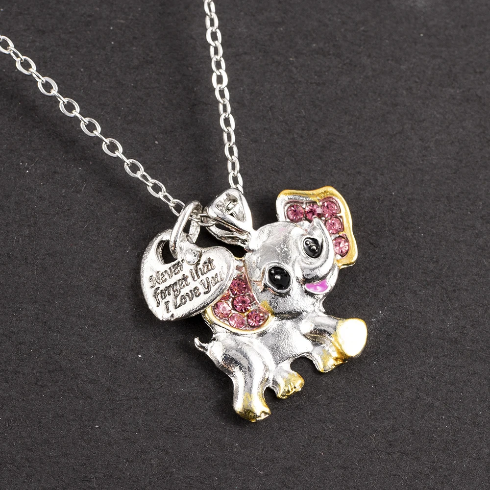 Новинка 2020 модное ожерелье в виде слона никогда не забывай надпись I Love You кулон