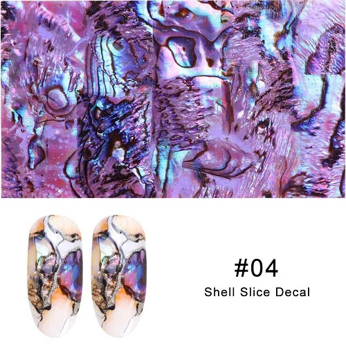 04 1Pc 3D Pearl Nails Polish Foils Glimmer Abalone Shell Pattern Nail Stickers Wraps Marble Mermaid DIY Nail Art Decoration - Цвет: 04