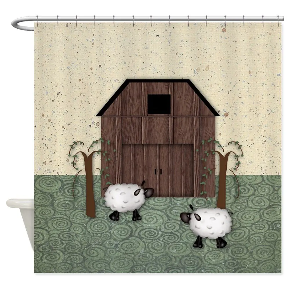 

Barn Sheep Decorative Fabric Shower Curtain