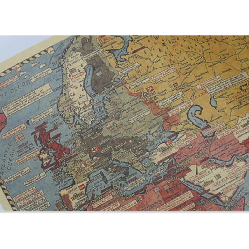 Большая винтажная бумажная наклейка на стену во время Второй мировой войны