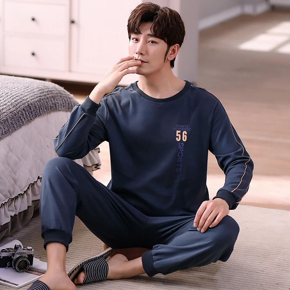 Cotton Men's Thin Pajama Fashion Plaid Pijama Sets Spring Autumn Casual Long Sleeve Sleepwear Soft Comfortable Pajamas for Men