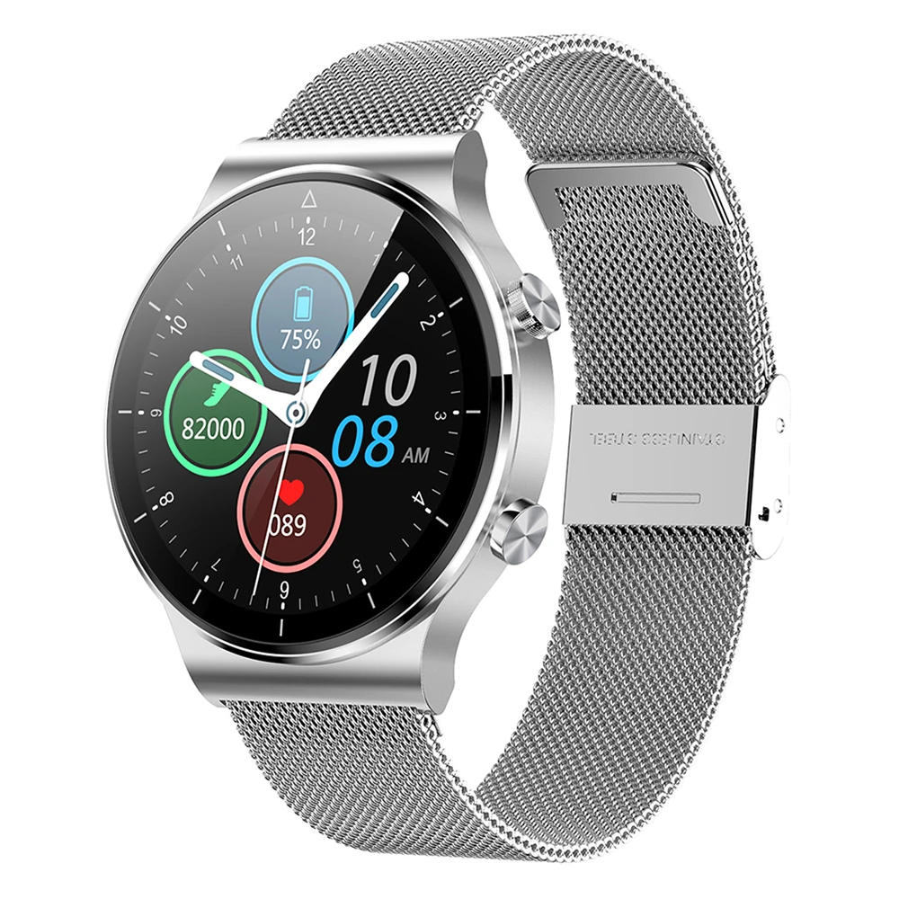 

Fitness Activity Tracker Smart Watch (46mm Silver with Metal Band) Heart Rate ECG+PPG SpO2 Monitor Sleep Tracking Smartwatch
