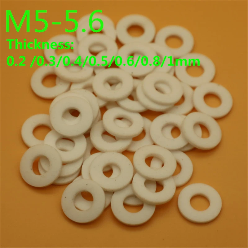 

PTFE шайбы прокладки M4-M5.6 0.2/0.3/0.4/0.5/0.6/0.8/1 мм 100 шт