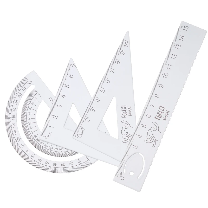 4 шт./компл. Алюминиевая линейка транспортир набор студентов математическая