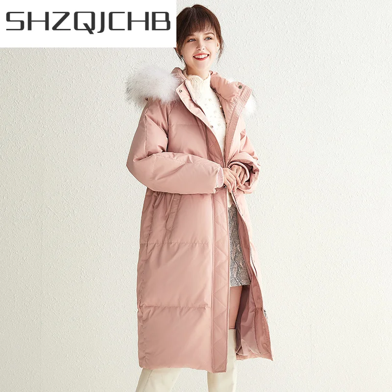 

JCHB парка с капюшоном, Женская куртка, корейские женские зимние пуховики и пальто с лисьим мехом на воротнике, женская одежда Abrigos WP