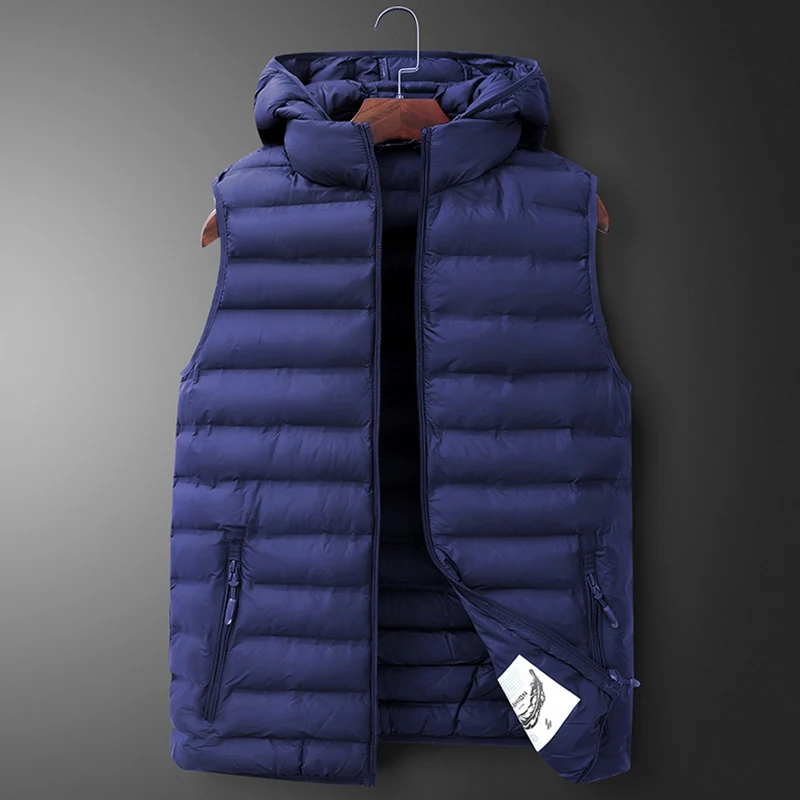 

Большие размеры, L-7XL, мужские модные куртки без рукавов, мужская пуховая жилетка с хлопковой подкладкой, повседневный жилет, мужской халекос...