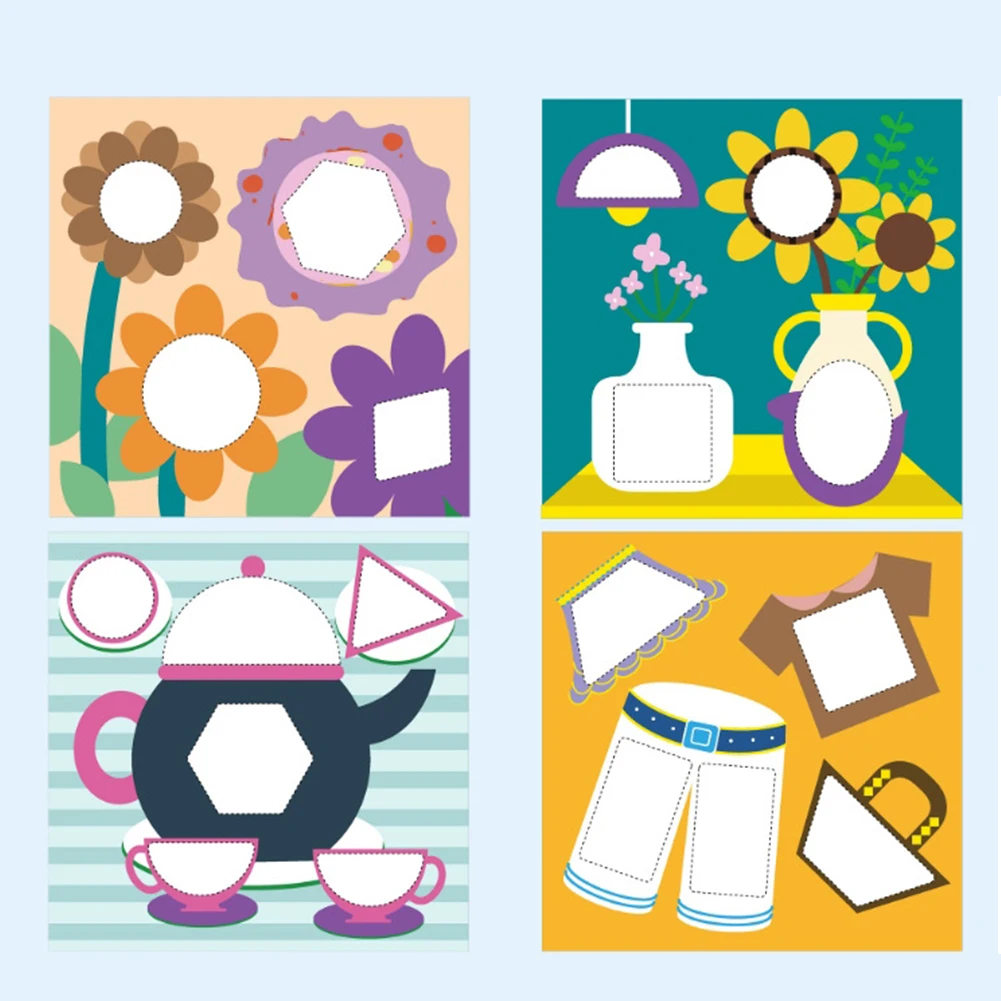 

120Pcs Wooden Geometric Puzzle Tangram Card Shape Recognition Education Kids Toy