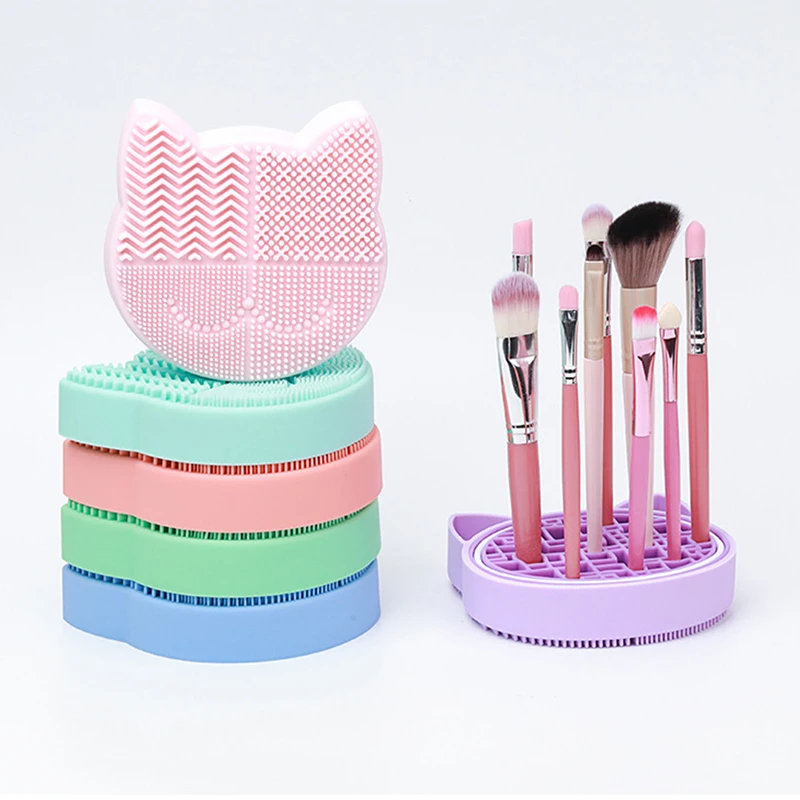 

Silicone cosmetic brush cleaning pad cosmetic brush storage tool