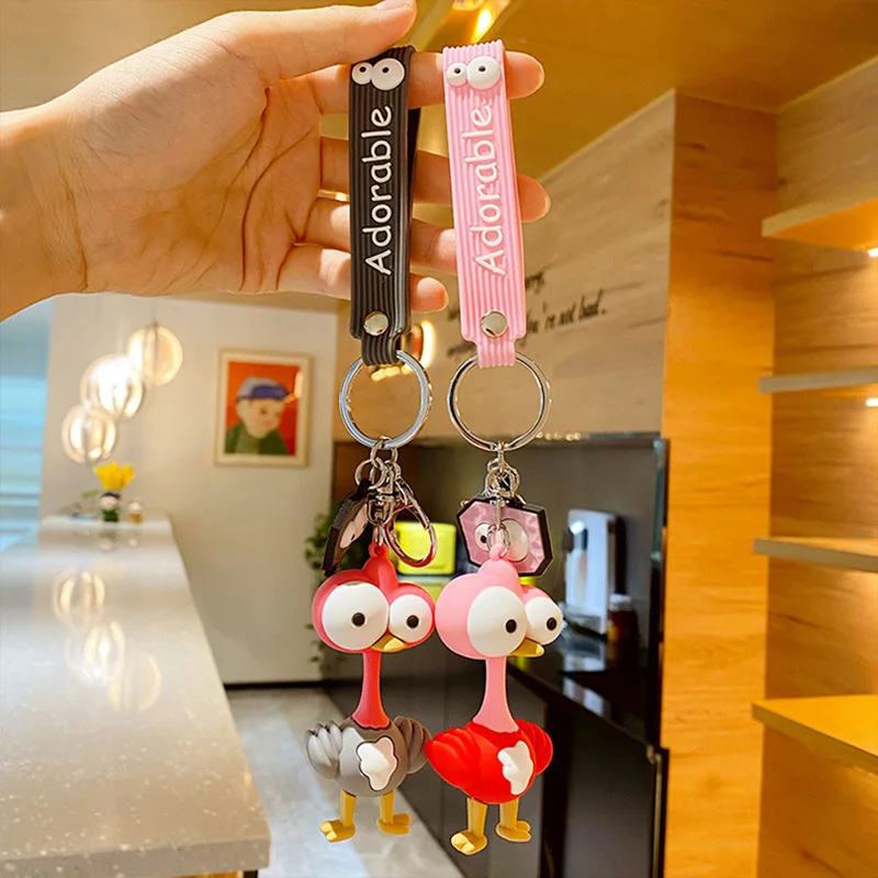Брелок для ключей с мультяшными животными большим глазом страусом милым жирафом