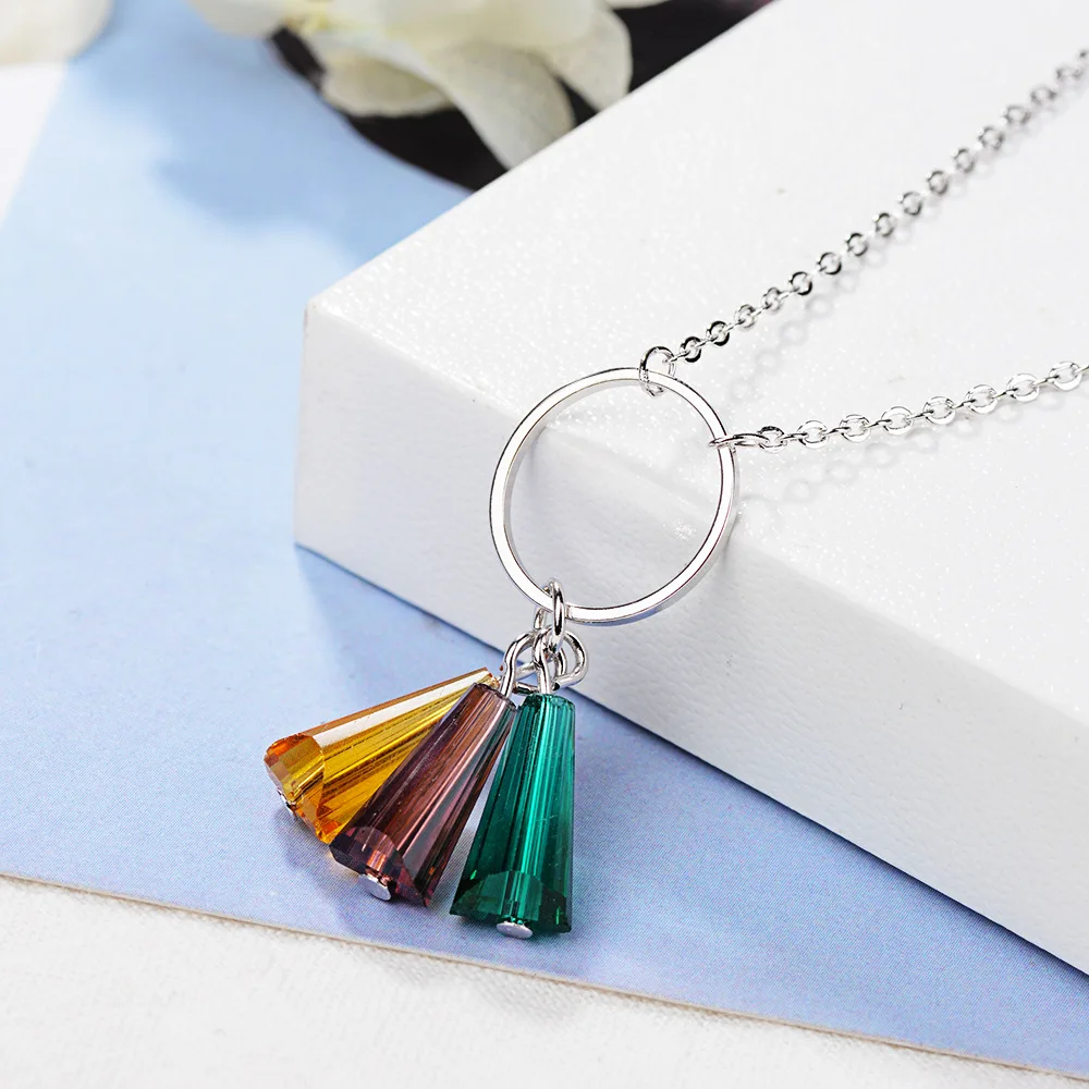 

New Luxury 925 Sterling Silver Round Multicolored Tassels Pendant Choker Necklace For Women Wedding Fine Jewelry Party Gifts