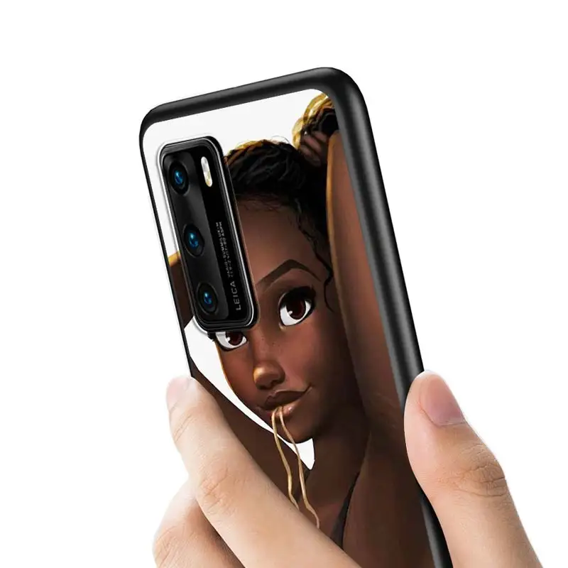 

Hot Fashion Black Girls Style for Huawei P40 P30 P20 Pro P10 P9 P8 Lite E Pro P Smart Z Plus 2020 2019 Phone Case
