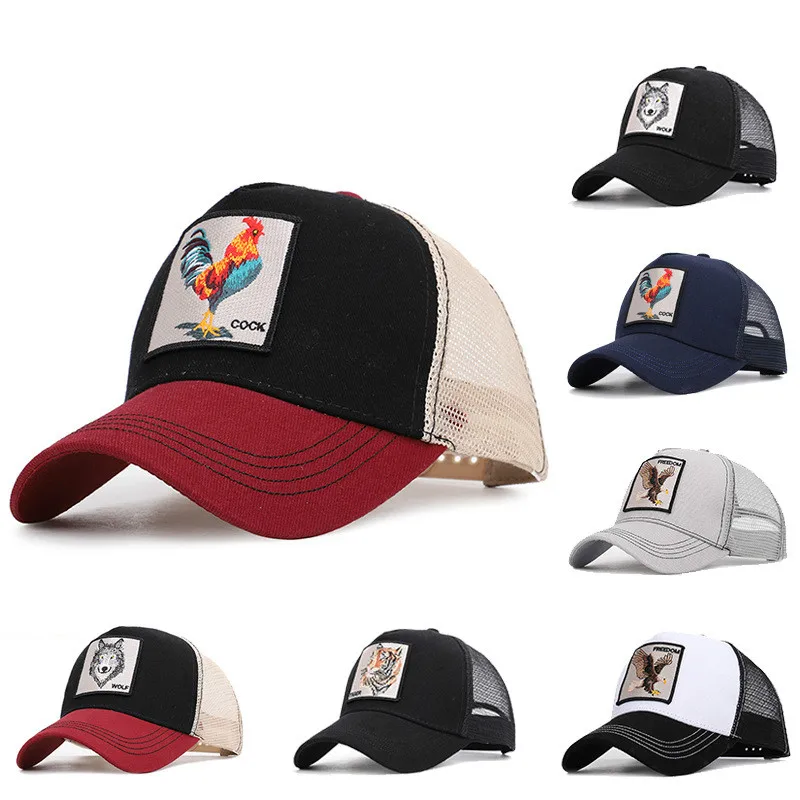 Грузовик driverSummer Винтаж хлопок вышитые бейсболка с животными сетчатая Кепка