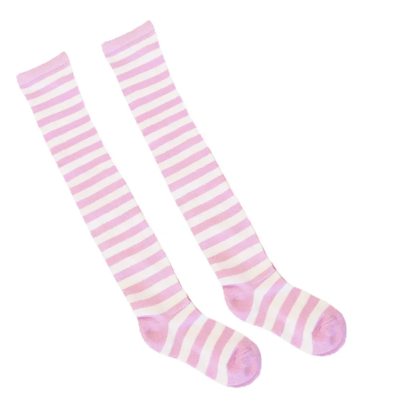 

2pairs/lot Cotton Striped Over The Knee Socks Long Knee High Thigh High Socks For Women Girls Outfit Or Cosplay Wearing