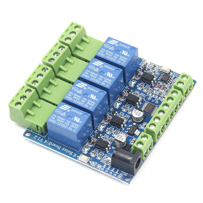 Modbus RTU 4 пути релейный модуль DIY STM8S103 системы 4 дорожный вход 485 связи