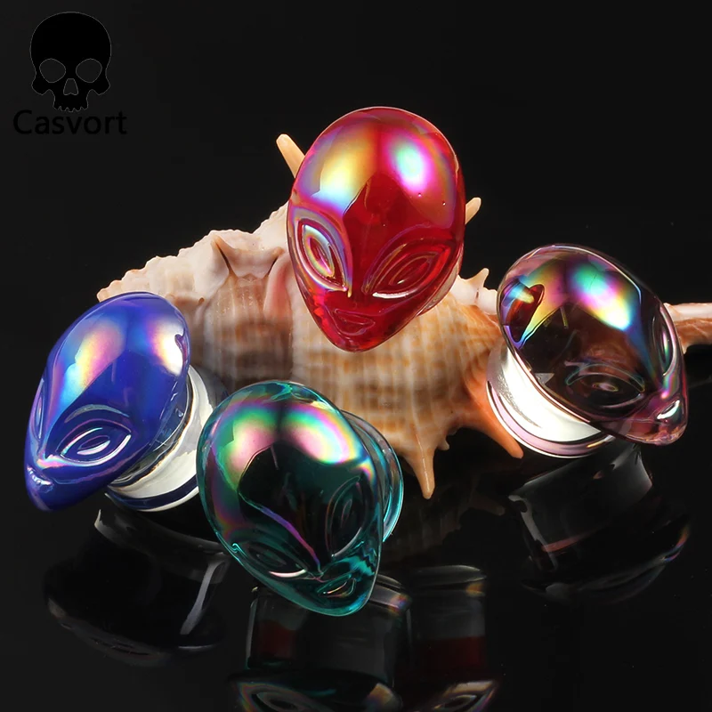 Casvort 2 шт красочные Инопланетные стеклянные серьги украшения для тела