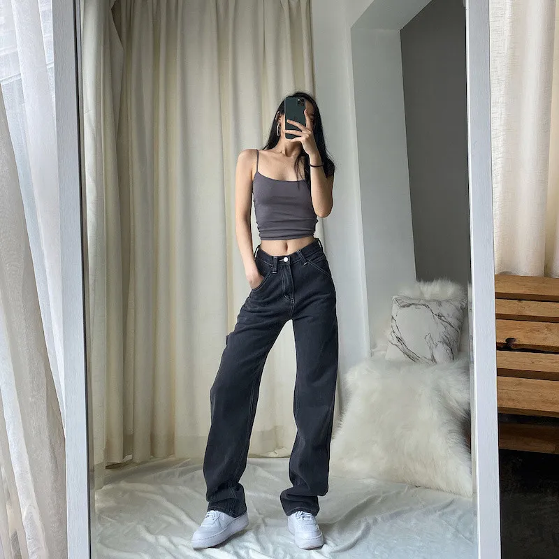 

Woman Jeans High Waist Clothes Wide Leg Denim Clothing Blue Streetwear Vintage Quality 2020 Fashion Harajuku Straight Pants