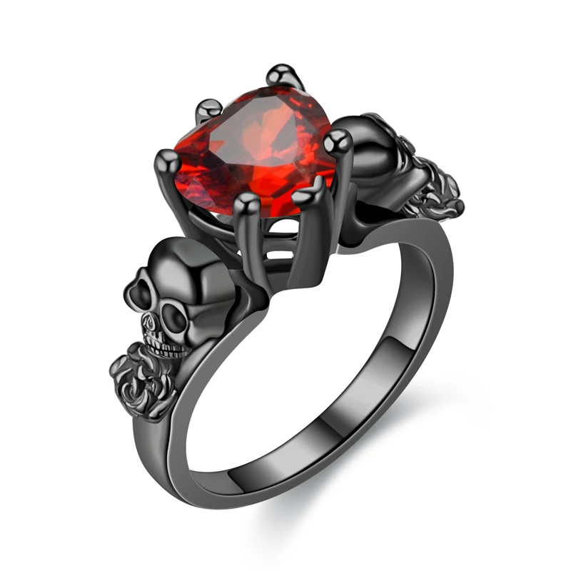 Винтажные готические кольца с черепом и розой для женщин девушек модное