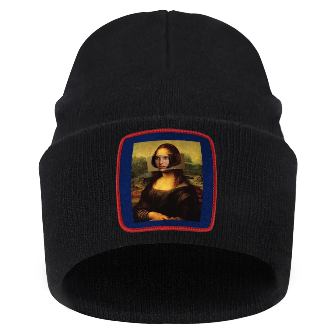 

Funny Mona Lisa Print Knitted Caps Winter Warm Skullies Knit Hats 2020 New Fashion Man Street Skull Caps Woman Keep Warm Beanies