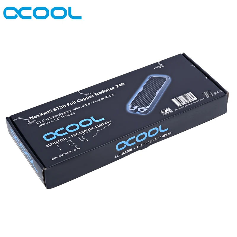 Оригинальный Alphacool ST30 медь 240 мм радиатор 12 см вентилятор 30 Толщина G1/4 &quotCooler