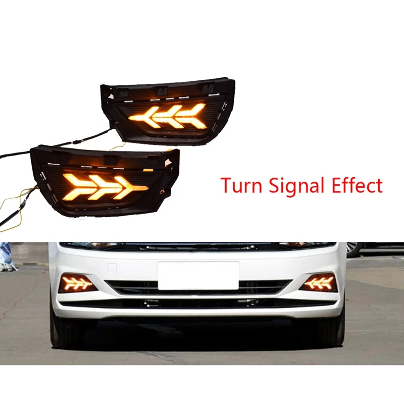 

Car Daytime Running Light LED DRL Dynamic Turn Signal Light Blue Mode for -Polo Plus 2019+