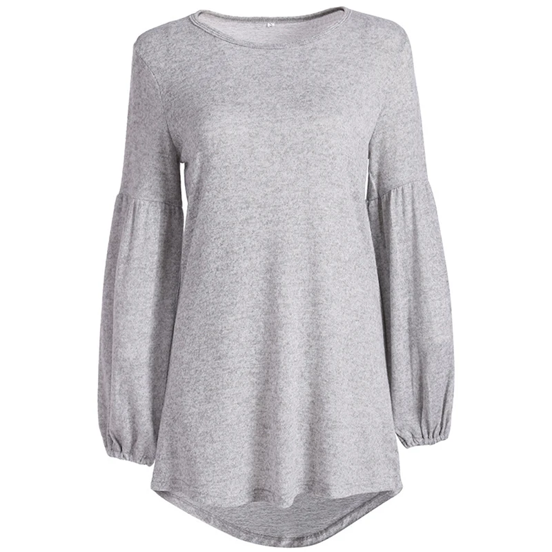 

Women Autumn Dress Casual O Neck Puff Sleeves Loose A Line Dress Streetwear Solid Color Female Mini Dress