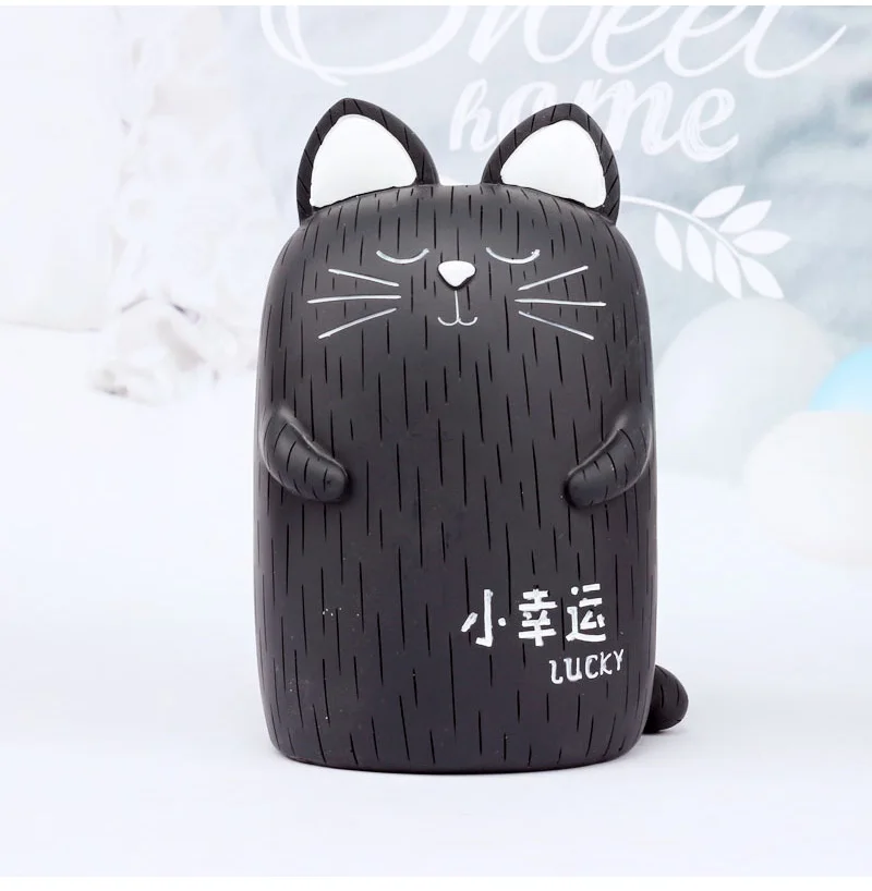 Черный Белый Кот модель кошка копилка настольные украшения копилка офисный стол украшение домашний декор Ремесла мультфильм милый