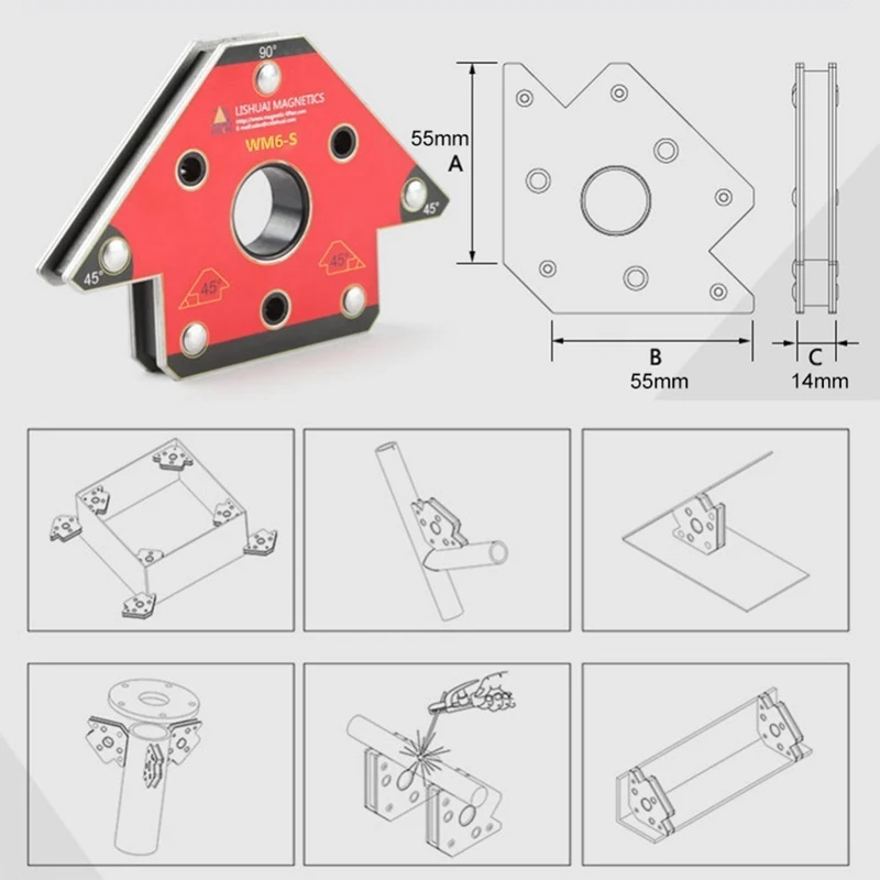 

2Pcs/Set Wm6-S Magnetic Welding Clamp Magnet Welding Holder For Three-Dimensional Welding