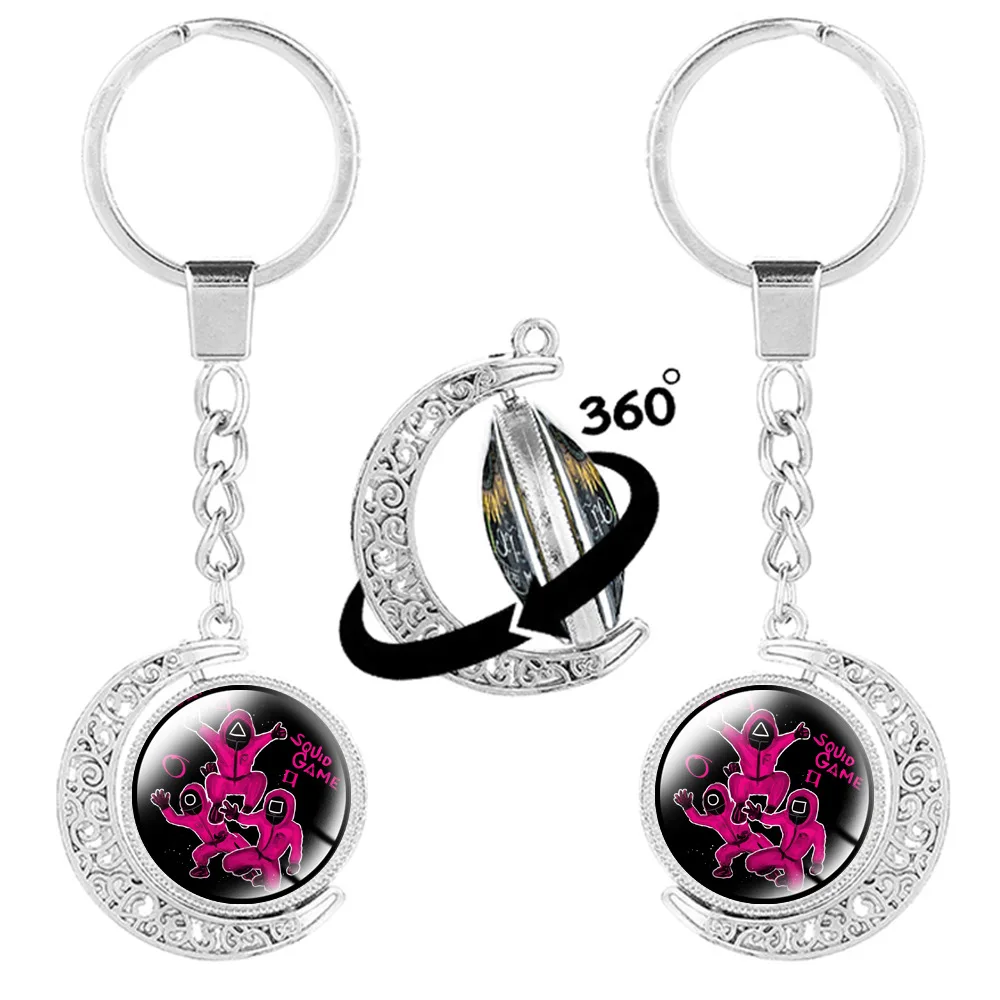 

Squid Game Keychain Anti-Anxiety 360 Degrees Rotated Moon Pendant Creative Ornament for Women Men Cute Keychain Charms Gift