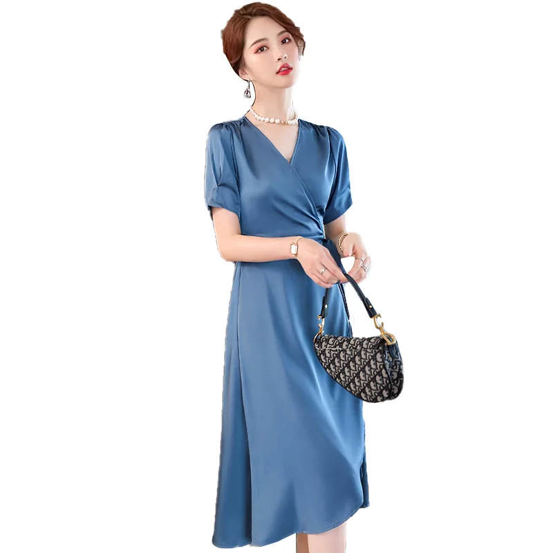 

Acetate Satin Red Dress for Women 2021 Spring/Summer New High-End Ladies Elegant High-Grade Women's Dress