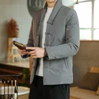 Мужские пуховики MrGB большого размера 5XL, винтажные зимние теплые парки в китайском стиле, однотонные модные повседневные куртки с хлопковой подкладкой