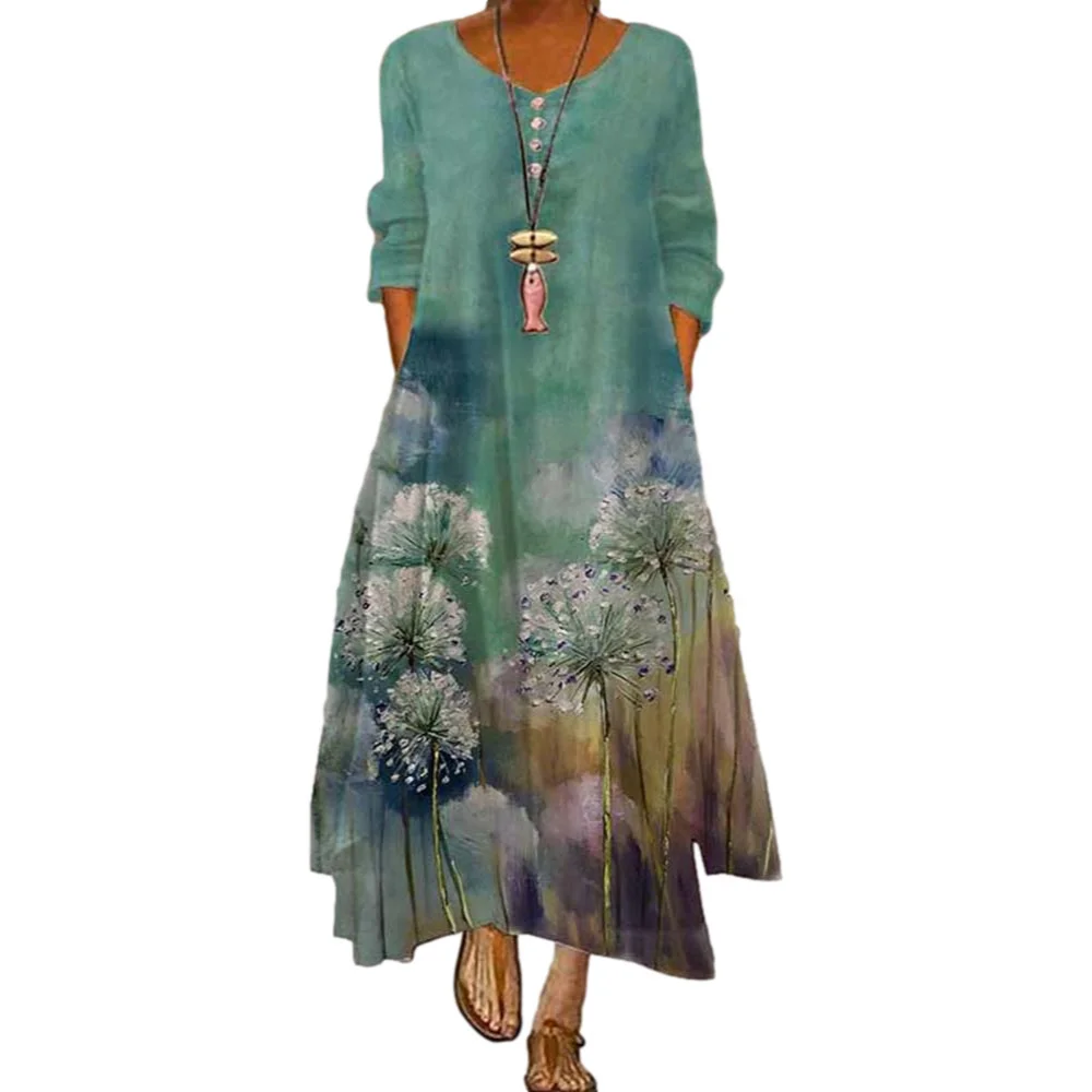 

Dress 2021 summer style European and American fashion popular printed long sleeved dress female ins online trend hot sale