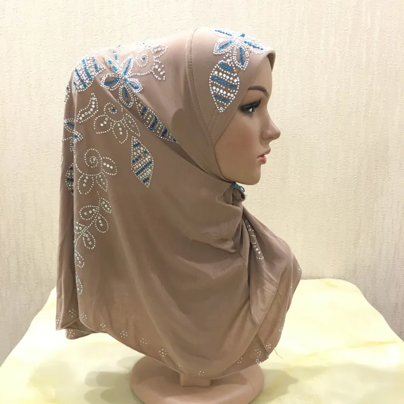 Цельнокроеный мусульманский женский шарф Khimar яркий головной платок Блестящий