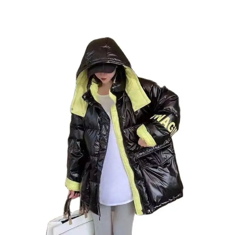 Women's Parka Loose Hooded Large Size Quilted Coat 2022 Korea's Splicing Warm Down Coats Thick Short Jackets For Women Winter