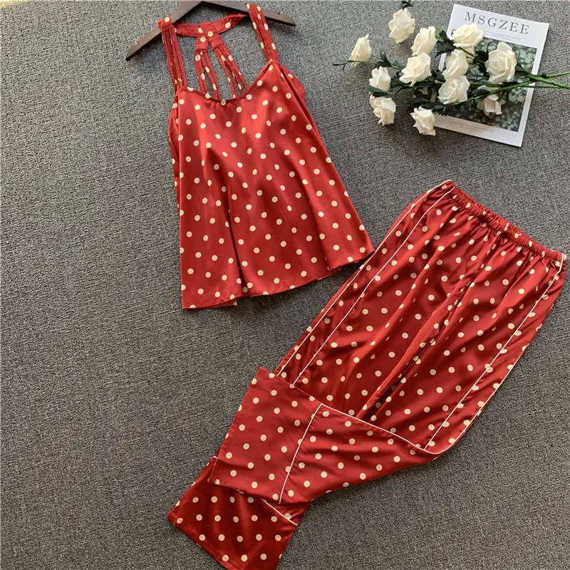 Женский шелковистый костюм Pajams новый женский пижамный комплект из 2 предметов