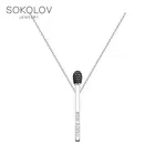Колье Спичка SOKOLOV из серебра с фианитами, Серебро, 925, Оригинальная продукция
