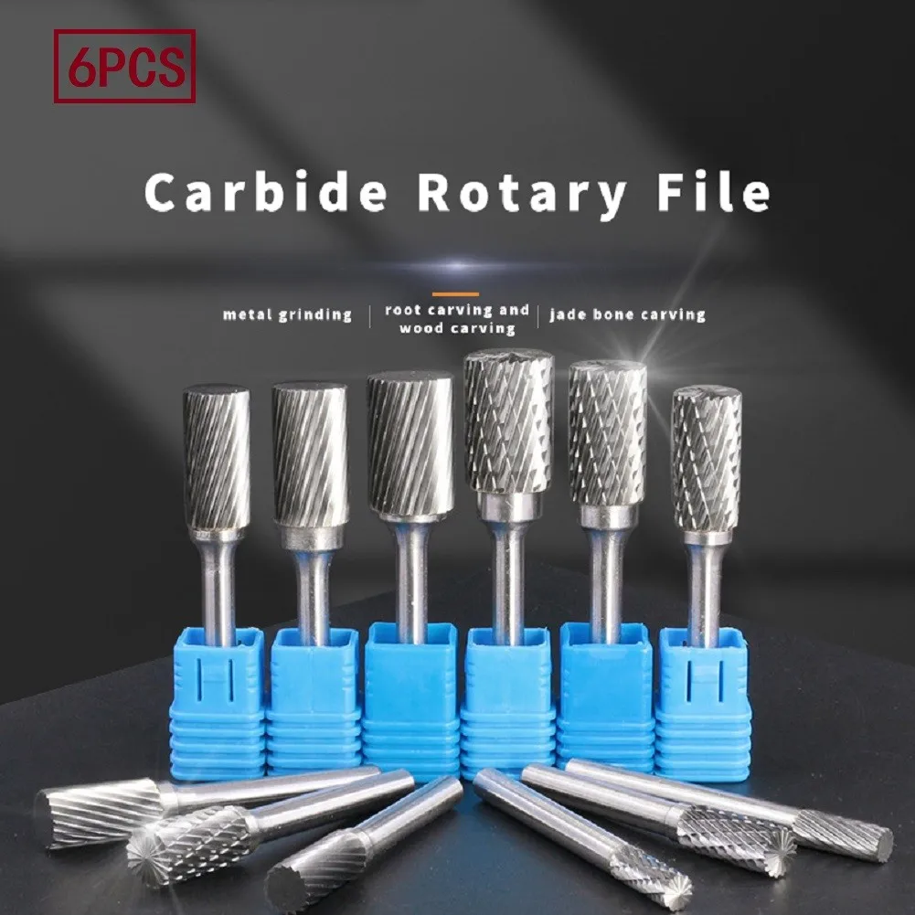 

Carbide Rotary File Milling Metal Grinding Cutter Burr Head Drill Bit 6mm Shank Cut Rotary Dremel Tools Electric Grinding Tools